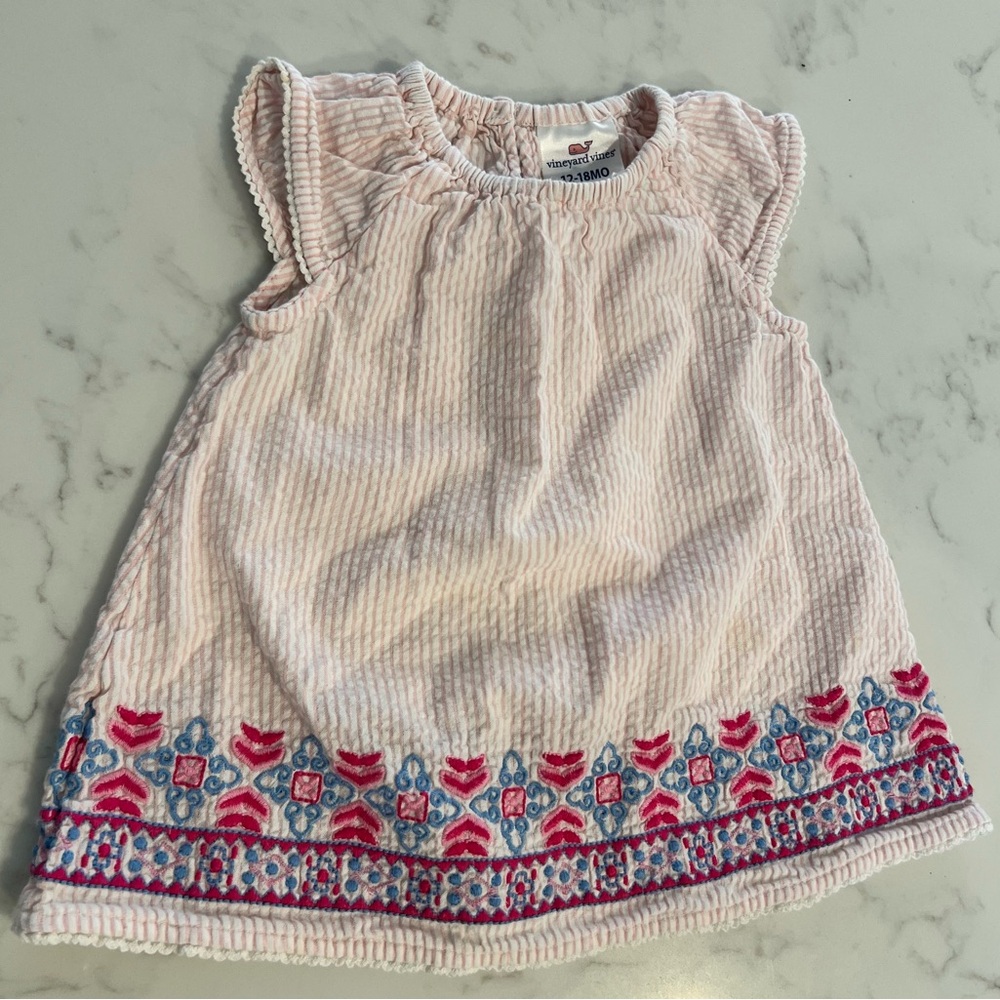 Vineyard Vines Pink Seersucker dress, sz 12-18 months